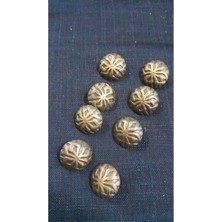 Eskitme Sarı Kaplama Fırçalı Metal Düğme 26 Boy 18 mm 8 Adet