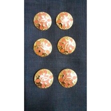 Altın Kaplama Mınelı Metal Düğme 35 Boy 22 mm 6 Adet