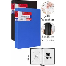 ArtMaster Siyah Mavi Sunum Dosyası 80 Li 2 Adet Poşet Dosyalı Katalog Dosyası 80 Poşetli Kendinden Dosya Plastik Kapaklı