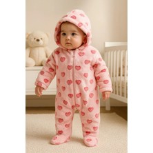 GMG Collection Baby Premıum Kız Bebek Kalp Desenli Peluş Tulum