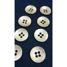 Eskitme Gümüş Kaplama Fırçalı Metal Düğme 26 Boy 16 mm 8 Adet