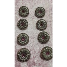 Bronz Taşlı Metal Düğme 24 Boy 14 mm 8 Adet