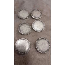 Gümüş Antıkkaplam Metal Düğme 45 Boy 30 mm 6 Adet