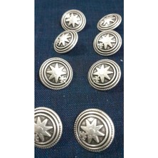 Eskitme Gümüş Kaplama Bronz Metal Düğme 28 Boy 20 mm 8 Adet