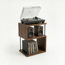 DEQQU Es 45X35X63CM Pikap Sehpası, Plak Düzenleyici, Plak Rafı, Dekoratif Yan Sehpa Iki Katlı Sehpa