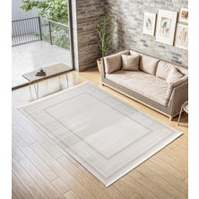 Cinka Home Modern Tasarımlı Halı Yumuşak Doku Saçaklı Tozumaz Tüylenmez Klasik Salon Oturma Odası 7109 Kemik