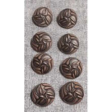 Antıkbakır Renk Polyester Düğme 35 Boy 22 mm 8 Adet