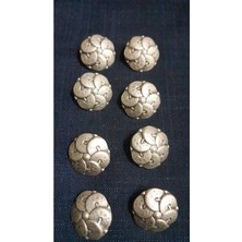 Eskitme Gümüş Kaplama Fırçalı Metal Düğme 30 Boy 18 mm 8 Adet