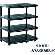 Vizka 4 Katlı Siyah Plastik Ayakkabılık, Şık ve Pratik Ayakkabı Rafı