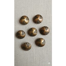 Eskitme Bakır Kaplama Fırçalı Metal Düğme 28 Boy 20 mm 8 Adet