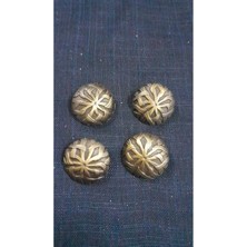 Eskitme Sarı Kaplama Fırçalı Metal Düğme 34 Boy 20 mm 4 Adet