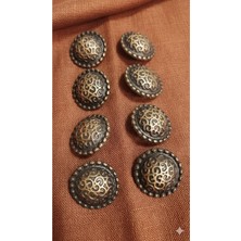 Antik Sarı Kaplama Fırçalı Metal Düğme 40 Boy 30 mm 8 Adet