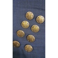 Eskitme Sarı Kaplama Fırçalı Metal Düğme 34 Boy 20 mm 8 Adet