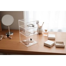 Acria 3 Bölmeli Katlı Çok Amaçlı Şeffaf Pleksi  Düzenleyici Organizer  Makyaj Banyo  Takı Masaüstü Organizeri