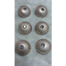 Bakır Bronz Fırçalı Kaplama Taşlı Metal Düğme 34 Boy 24 mm 6 Adet