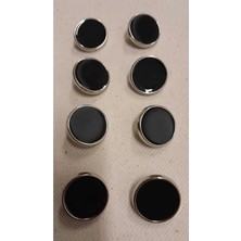 Nikel Kaplama Sıyah Yaldız Mınelı Metal Düğme 30 Boy 20 mm 8 Adet