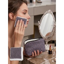 “waffle Makyaj Çantası + 5’li Yıkanabilir Makyaj Temizleme Pedi Seti”