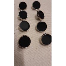 Nikel Kaplama Sıyah Yaldız Mınelı Metal Düğme 20 Boy 15 mm 8 Adet
