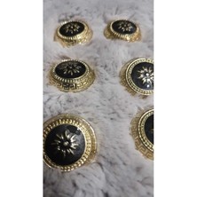 Açık Gold Kaplama Mınelı Metal Düğme 38 Boy 25 mm 6 Adet