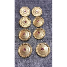 Mat Altın Taşlı Metal Düğme 35 Boy 22 mm 8 Adet