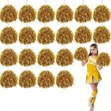 MiraLive 10 Çift ( 20 Adet ) Altın Renk 23 Nisan 19 Mayıs 29 Ekim Okul Gösteri Ponponları