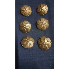 Antik Sarı Kaplama Fırçalı Metal Düğme 40 Boy 26 mm 6 Adet