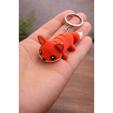 Lumiyo 3'lü set 3D Baskı Sevimli Tilki Anahtarlık – Esnek Tilki Figürlü Çanta Aksesuarı ve Anahtar Süsü