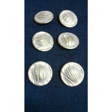 Gümüş Kaplama Fırçalı Bronz Metal Düğme 32 Boy 28 mm 6 Adet