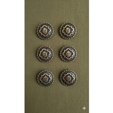 Antik Sarı Kaplama Fırçalı Metal Düğme 40 Boy 30 mm 6 Adet