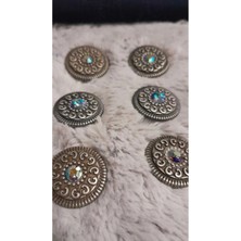 Eskıtem Kaplama Taşlı Metal Düğme 36 Boy 22 mm 6 Adet