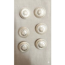 Gümüş Kaplama Bronz Metal Düğme 36 Boy 24 mm 6 Adet