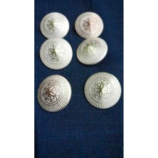 Eski Gümüş Kaplama Bronz Metal Düğme 36 Boy 22 mm 8 Adet