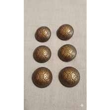 Antik Sarı Kaplama Fırçalı Metal Düğme 32 Boy 20 mm 6 Adet