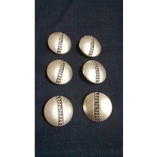 Antik Gümüş Kaplama Metal Düğme 36 Boy 24 mm 6 Adet