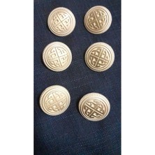 Gümüş Kaplama Bronz Metal Düğme 32 Boy 24 mm 6 Adet