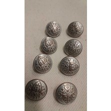 Eskitme Gümüş Kaplama Fırçalı Metal Düğme 24 Boy 15 mm 6 Adet