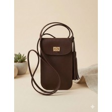 pai Suni Deri Telefon Çantası – Gold Kilitli, Uzun Askılı Kadın Omuz & Çapraz Çanta