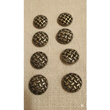 Antik Sarı Kaplama Fırçalı Metal Hasır Düğme 32 Boy 20 mm 6 Adet