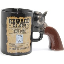 Jesse James Wanted Ilanlı  Kulplu Porselen Kupa Bardak ALK4899