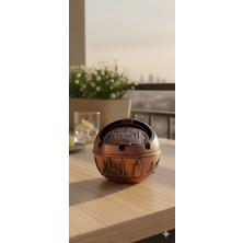 Istanbul Temalı Kabartmalı Küre Küllük - Bakır Eskitme Zamak