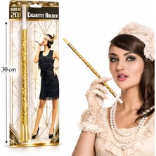 MiraLive 30 cm Altın Gold Payetli Sigara Tutacağı – 1920’LER Gatsby Parti Aksesuarı