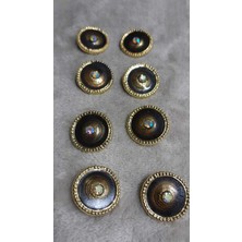 Altın Kaplama Taşlı Mınelı Metal Düğme 30 Boy 20 mm 8 Adet