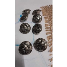 Metalize Abs Antikgümüş Kaplama Dügme 26 Boy 16 mm 8 Adet