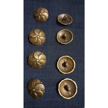 Antik Sarı Kaplama Fırçalı Metal Düğme 30 Boy 18 mm 8 Adet