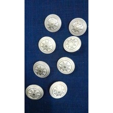 Gümüş Kaplama Bronz Metal Düğme 34 Boy 28 mm 8 Adet