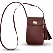 pai Suni Deri Telefon Çantası – Gold Kilitli, Uzun Askılı Kadın Omuz & Çapraz Çanta