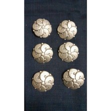 Eskitme Sarı Kaplama Fırçalı Metal Düğme 40 Boy 26 mm 6 Adet