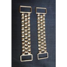 Mat Gold Kaplama Metal Pıramıd Desen 2 cm Iç Kemerlı Toka 11X2 cm 2 Adet