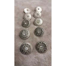 Nikel Kaplama Metal Düğme Taşlı 25 Boy 15 mm 10 Adet