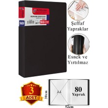 ArtMaster Siyah Sunum Dosyası 80 Li 3 Adet Poşet Dosyalı Katalog Dosyası 80 Poşetli Kendinden Dosya Plastik Kapaklı